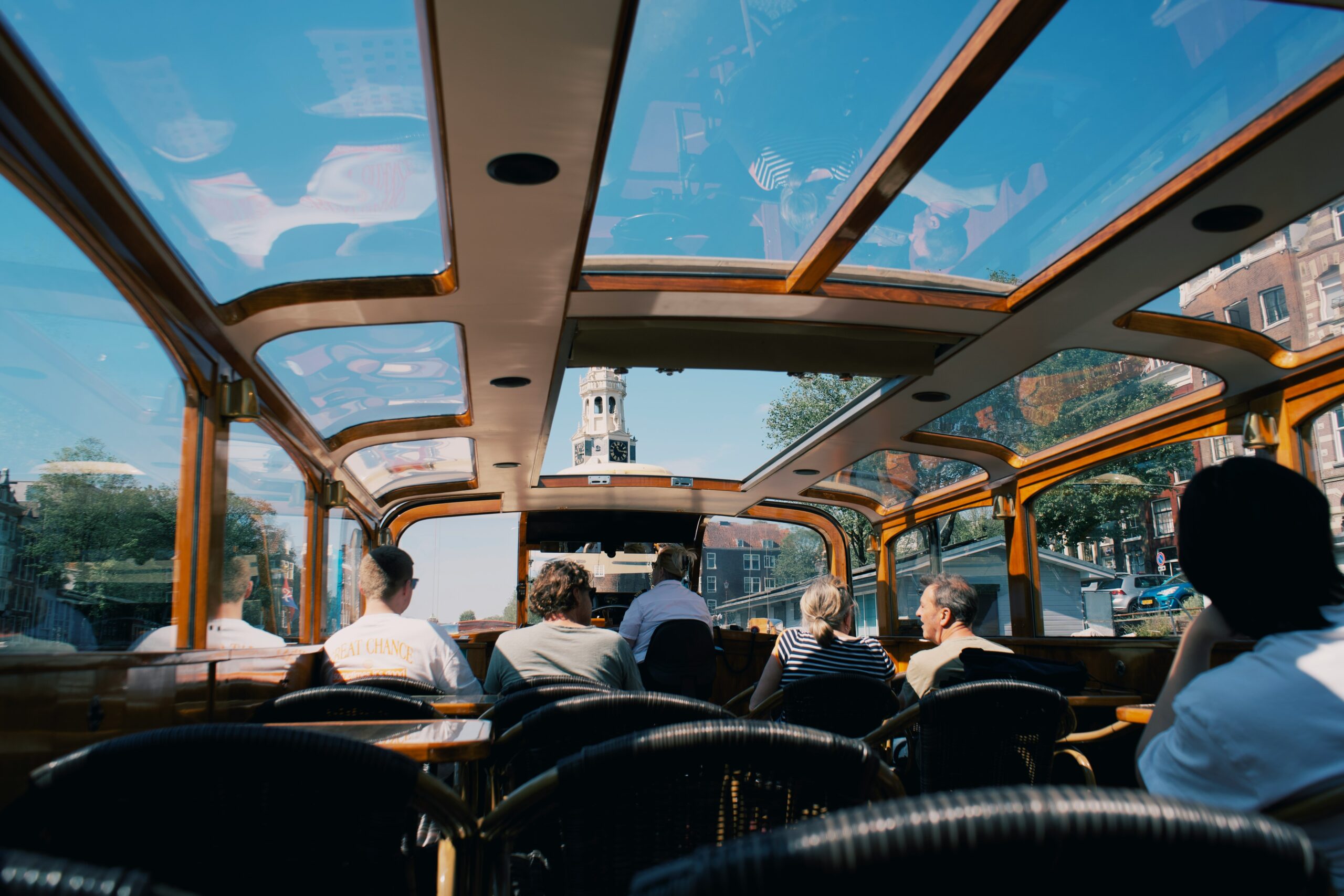Luxury travelers enjoying accessories on a posh bus tour