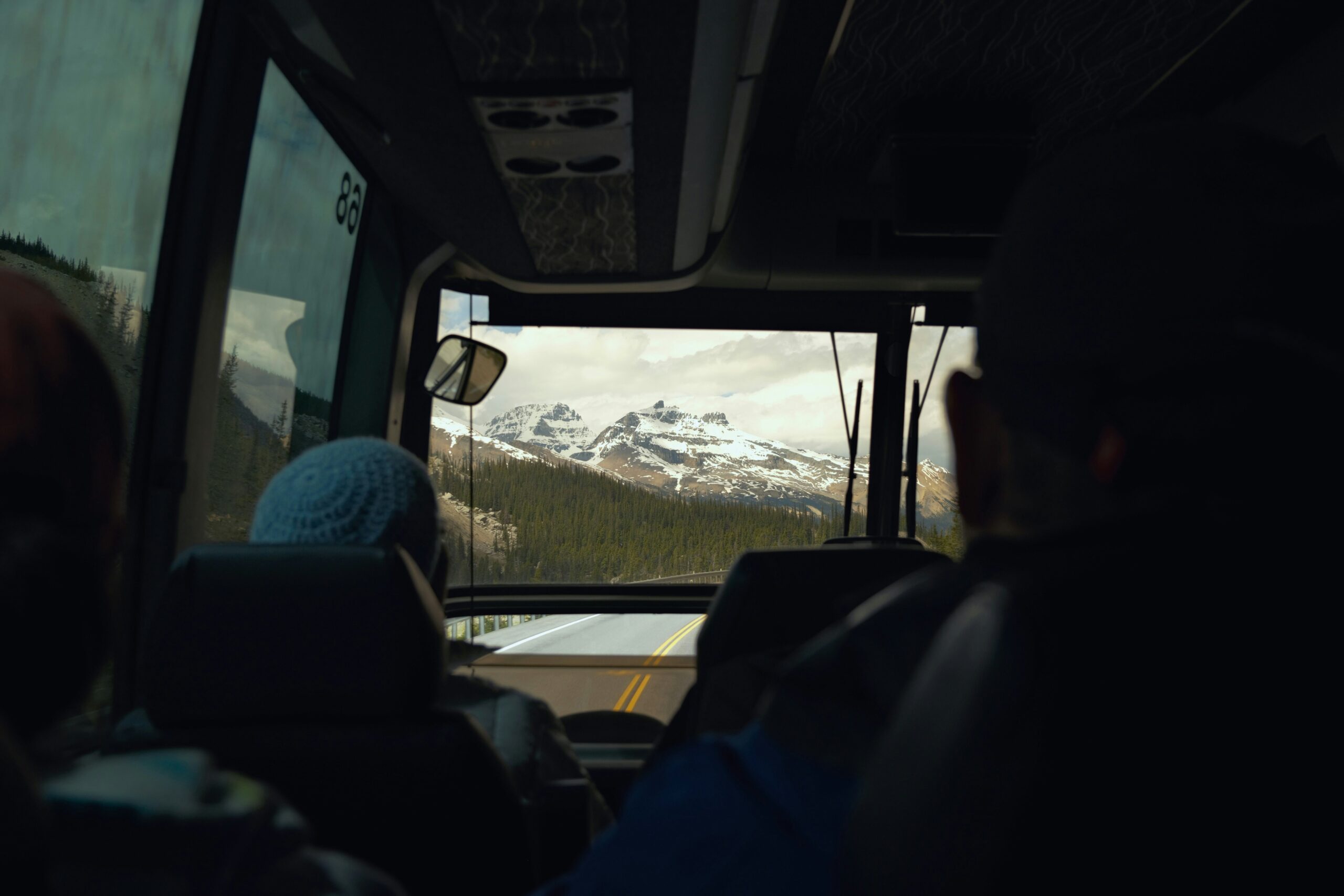 Stunning view of Alaska scenery seen through a coach window
