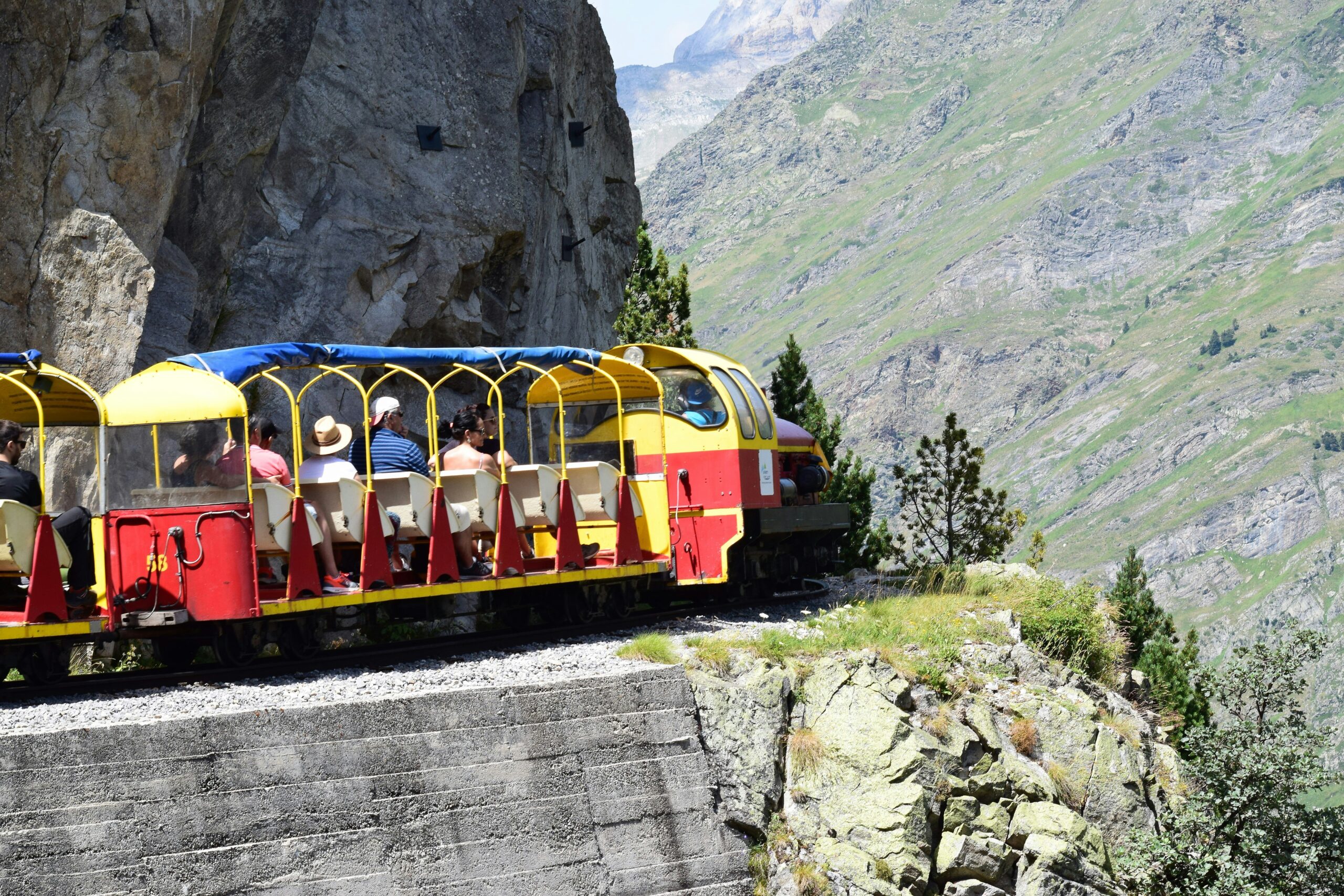 Travelers exploring scenic landscapes during luxury bus tour