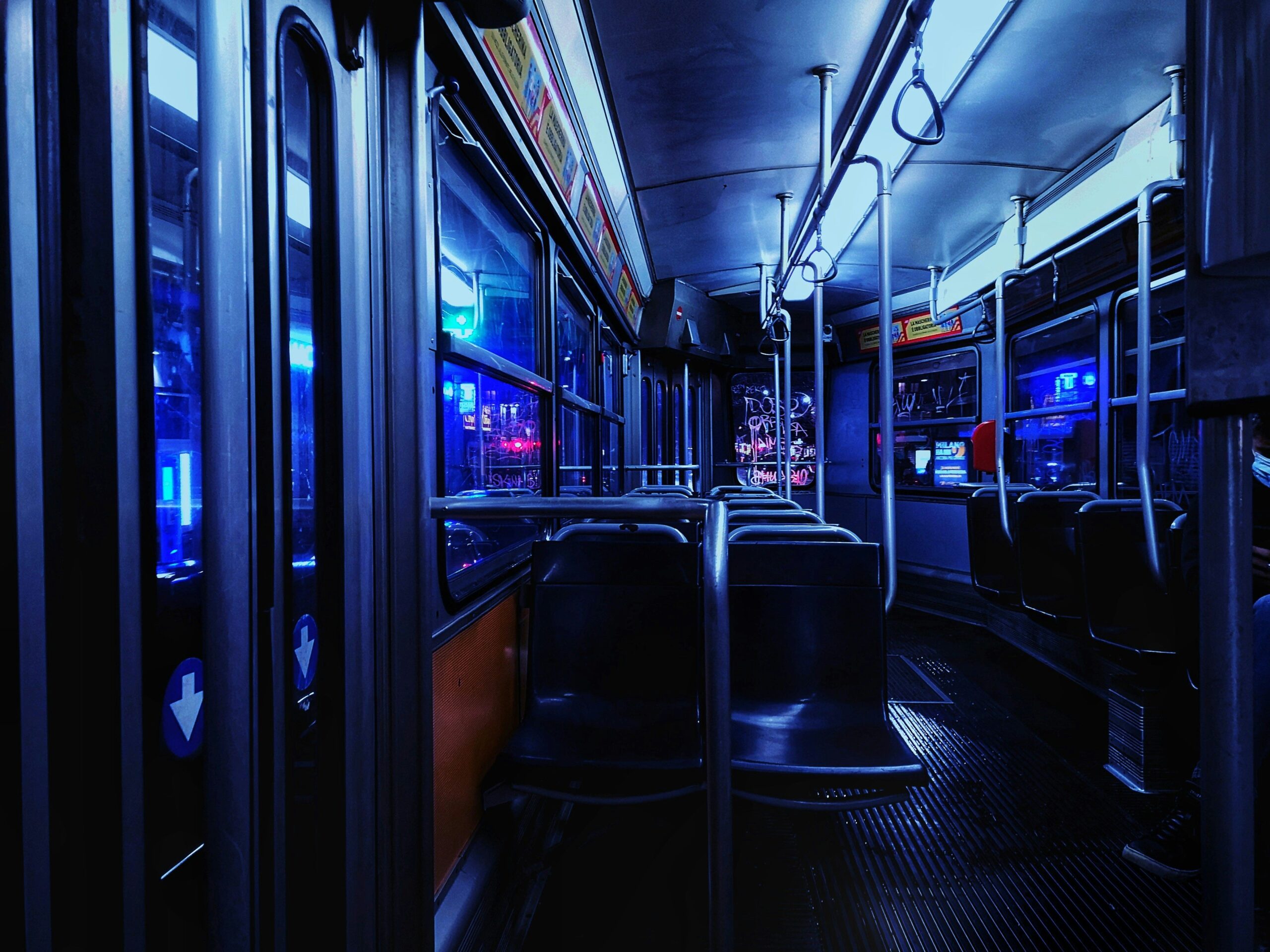 Plush interior of a luxury tour bus with leather seats