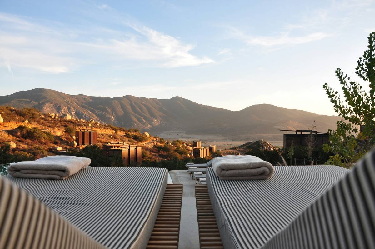 Deck chairs in the mountains